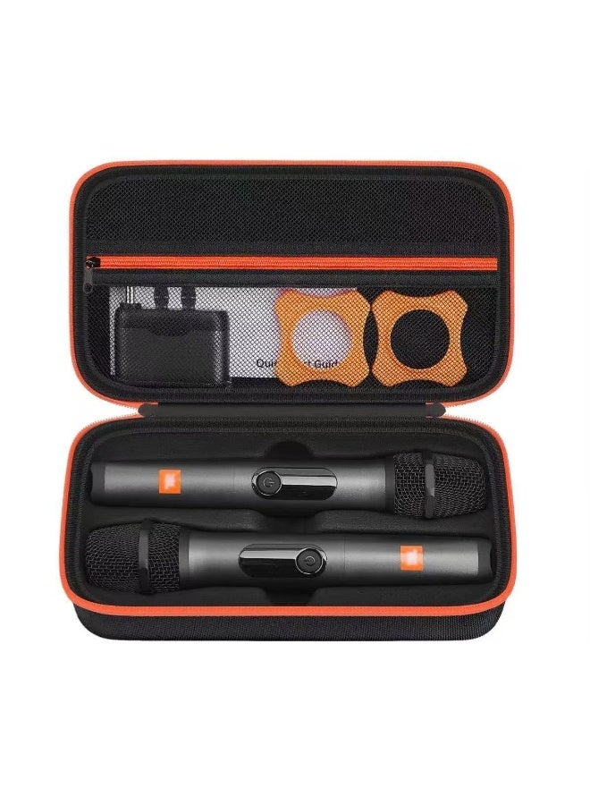 Wireless Microphone Case for JBL PartyBox Wireless Mic, Waterproof Shockproof Handheld Dual Mic Hard Travel Carrying Stoage Bag with Zipper Mesh Pocket (Box ONLY) - Image 1